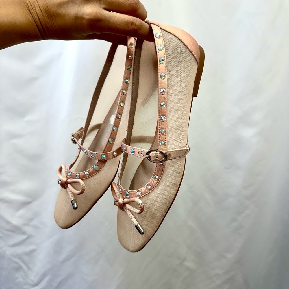 NWOT Gianni Bini pink mesh mary jane flats size 8 - Picture 2 of 8